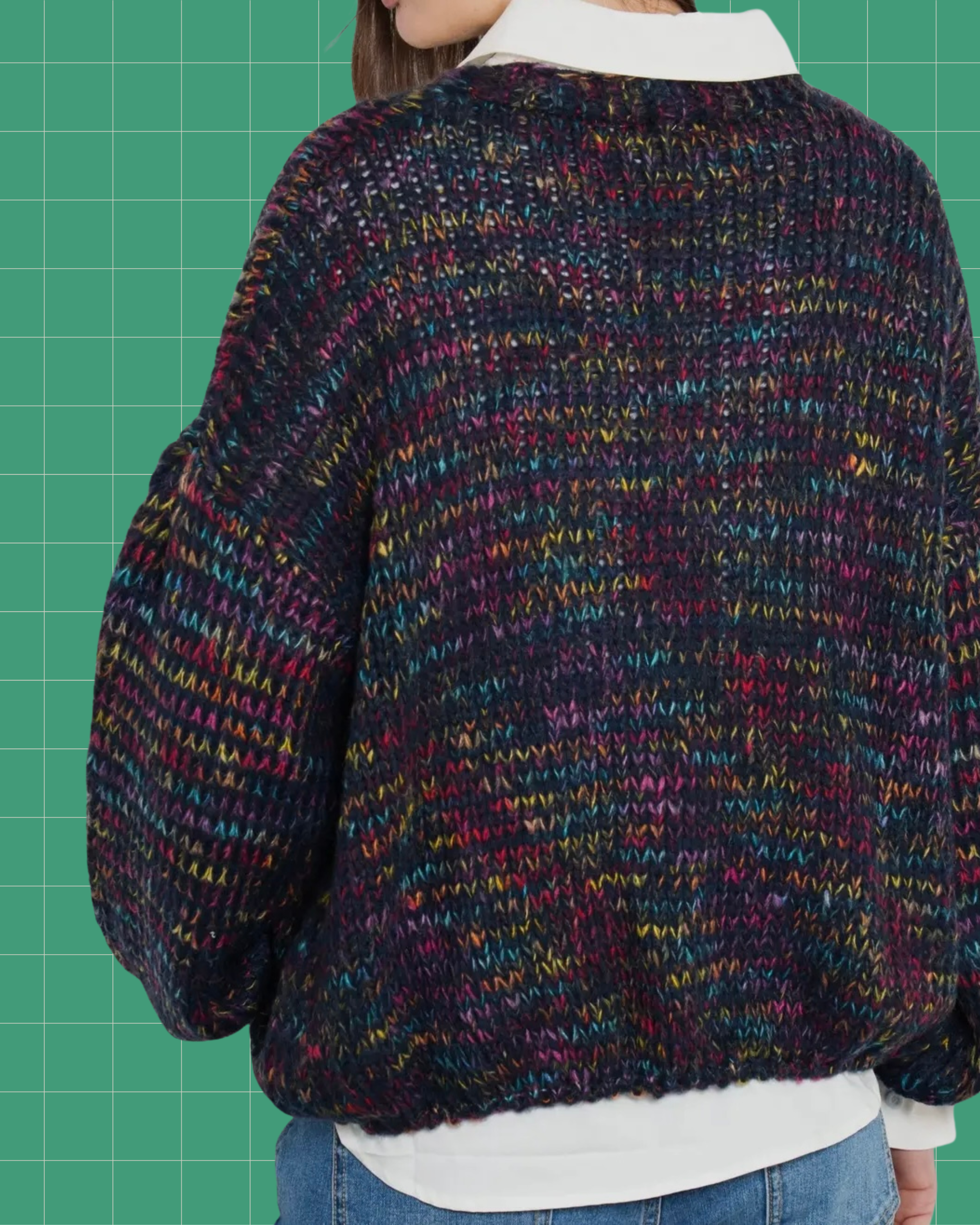 Brodi Wool Blend Navy Rainbow Mix Cardi