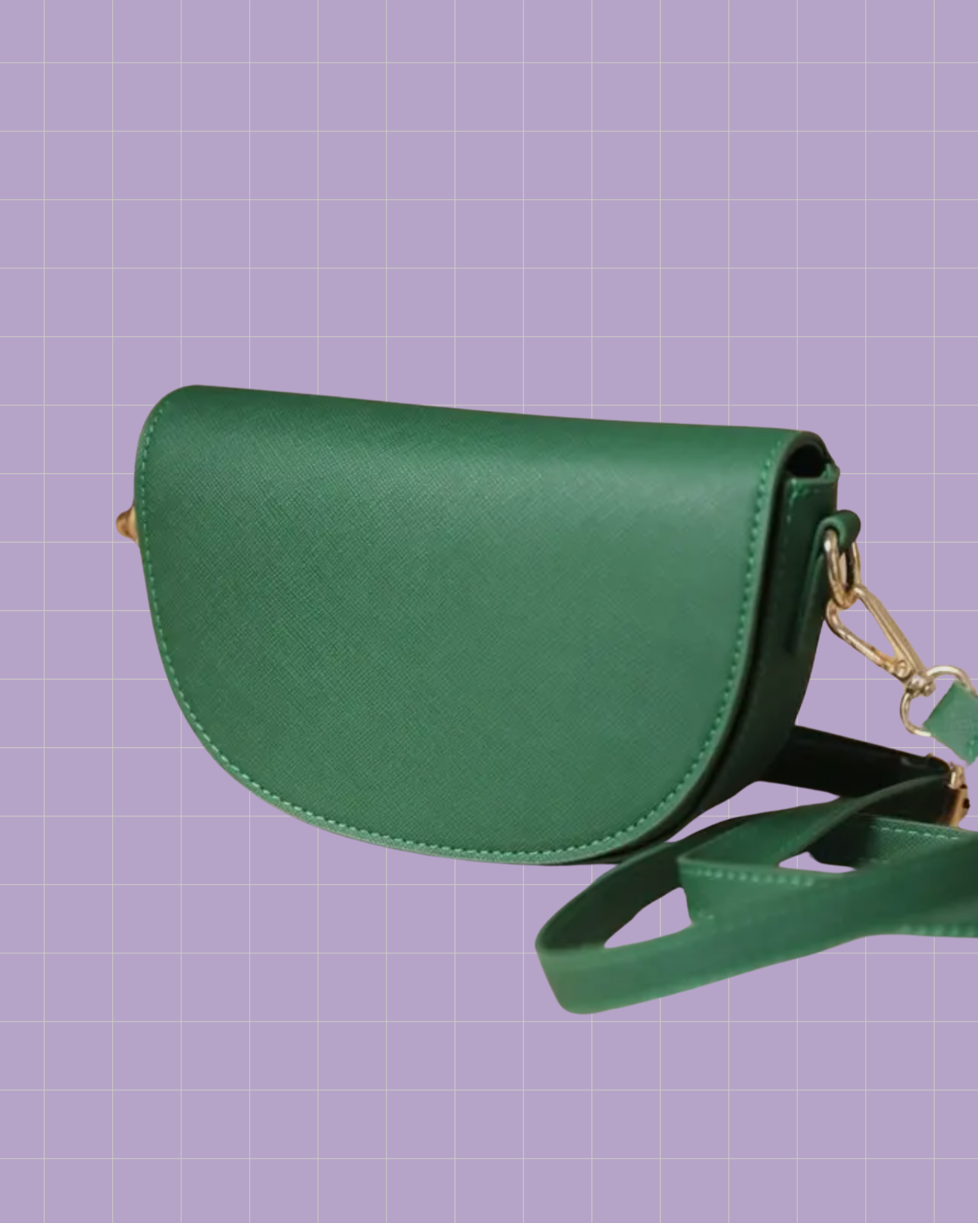 Vegan Leather Half Moon Crossbody Bag in Green