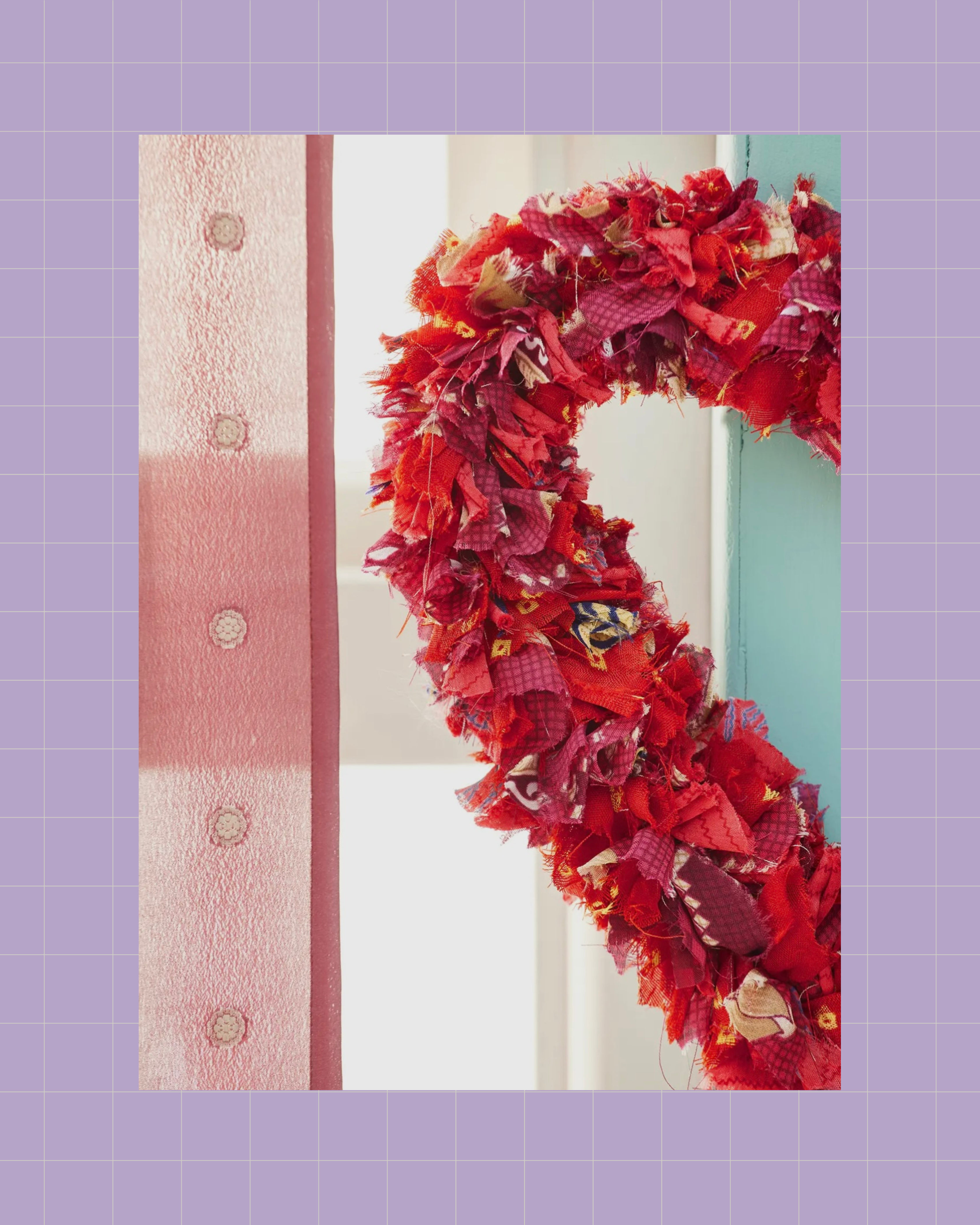 Recycled Sari Red Heart Wreath