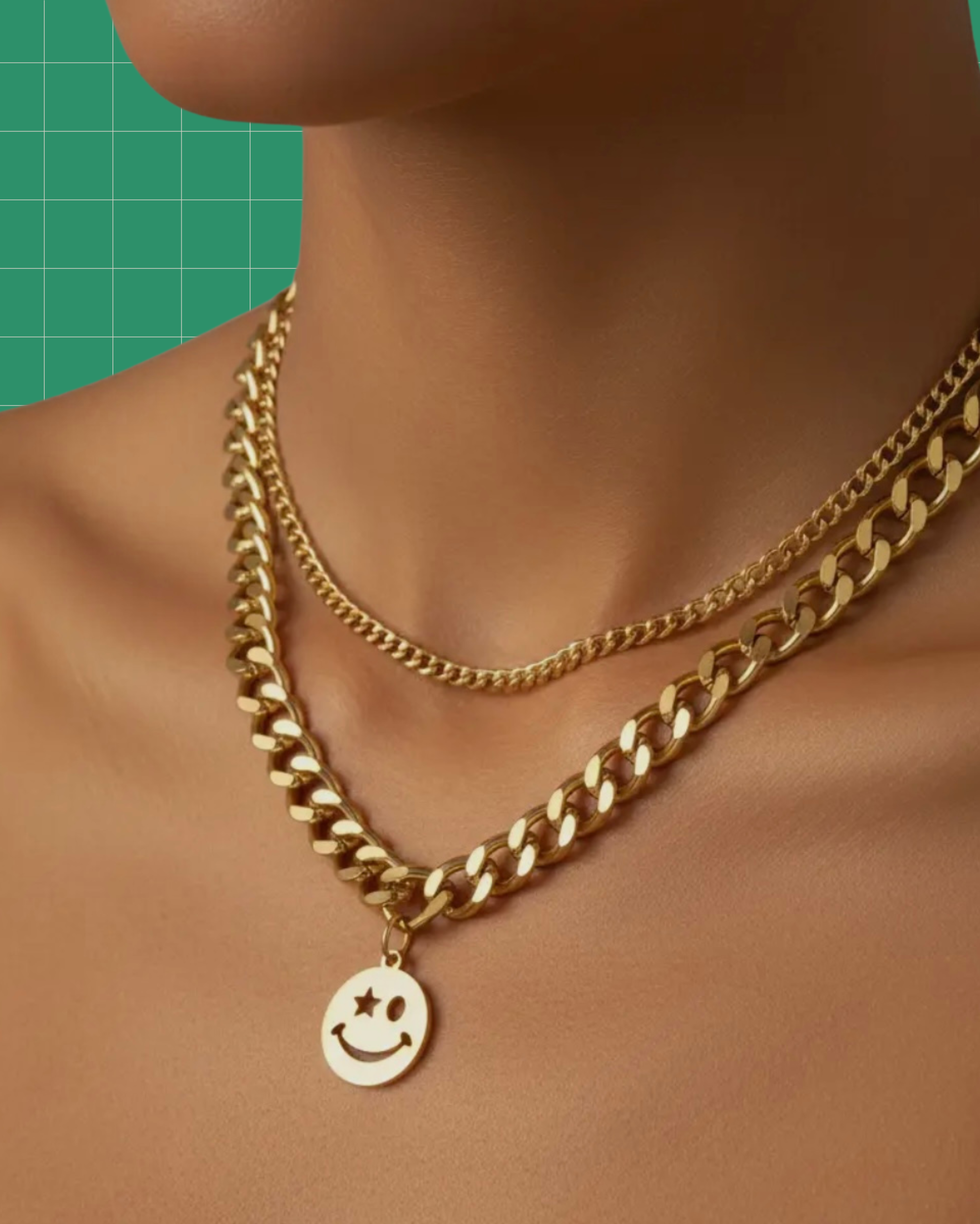 SMILEY CHUNKY 2 ROW NECKLACE